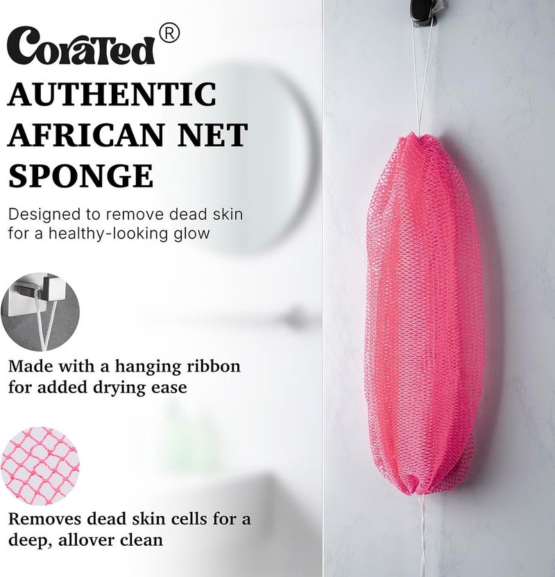 CORATED African Net Sponge Authentic, Shower Loofah Exfoliating Bath Sponge, Body Scrubber for Women and Men Daily Use Body Care, Travel Portable, Durable Bath Accessories Spa Gifts - Image 2